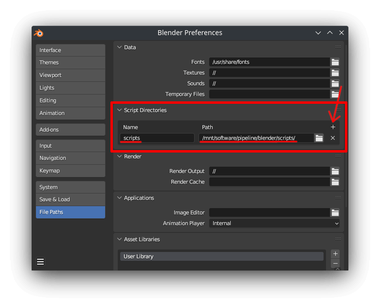 blender script path setting